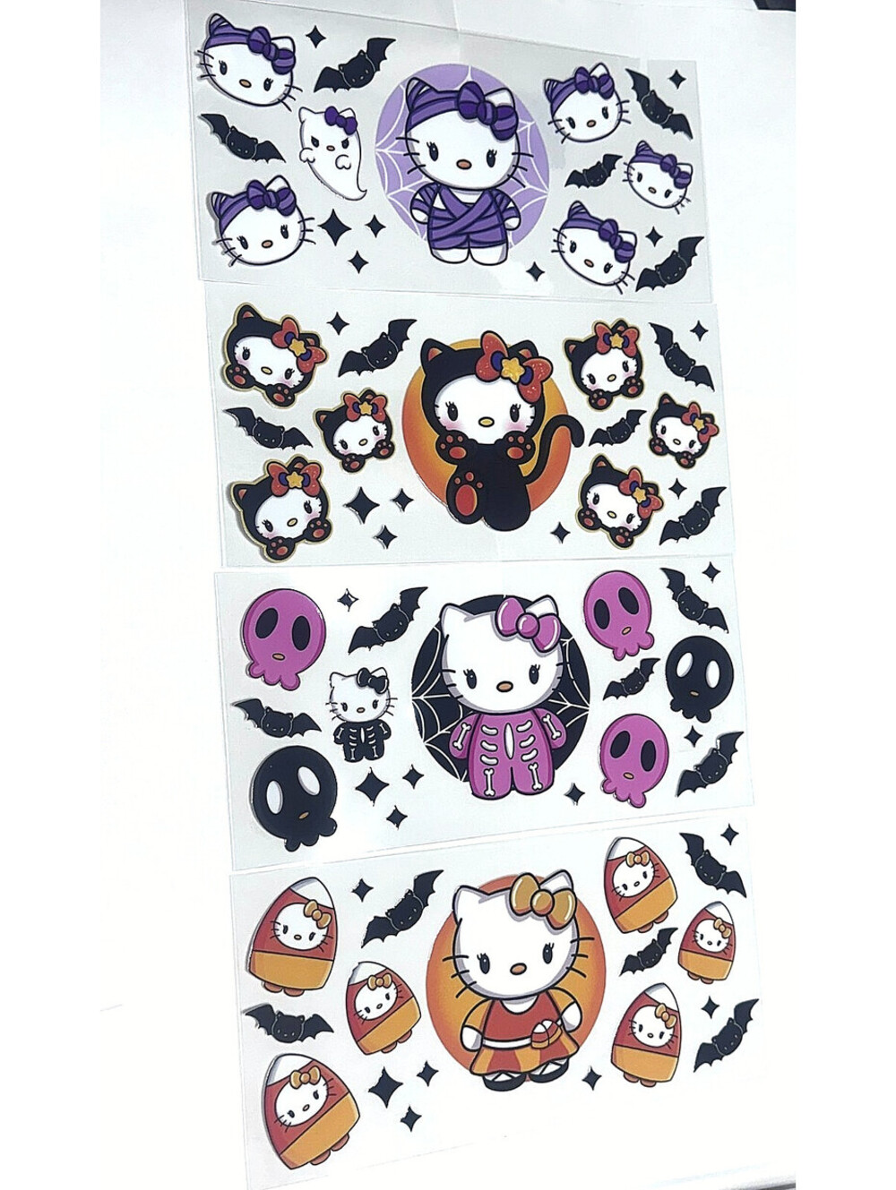4 Cup Wraps Hello Kitty Halloween Sanrio UV DTF Assorted Set for 16 oz Cups